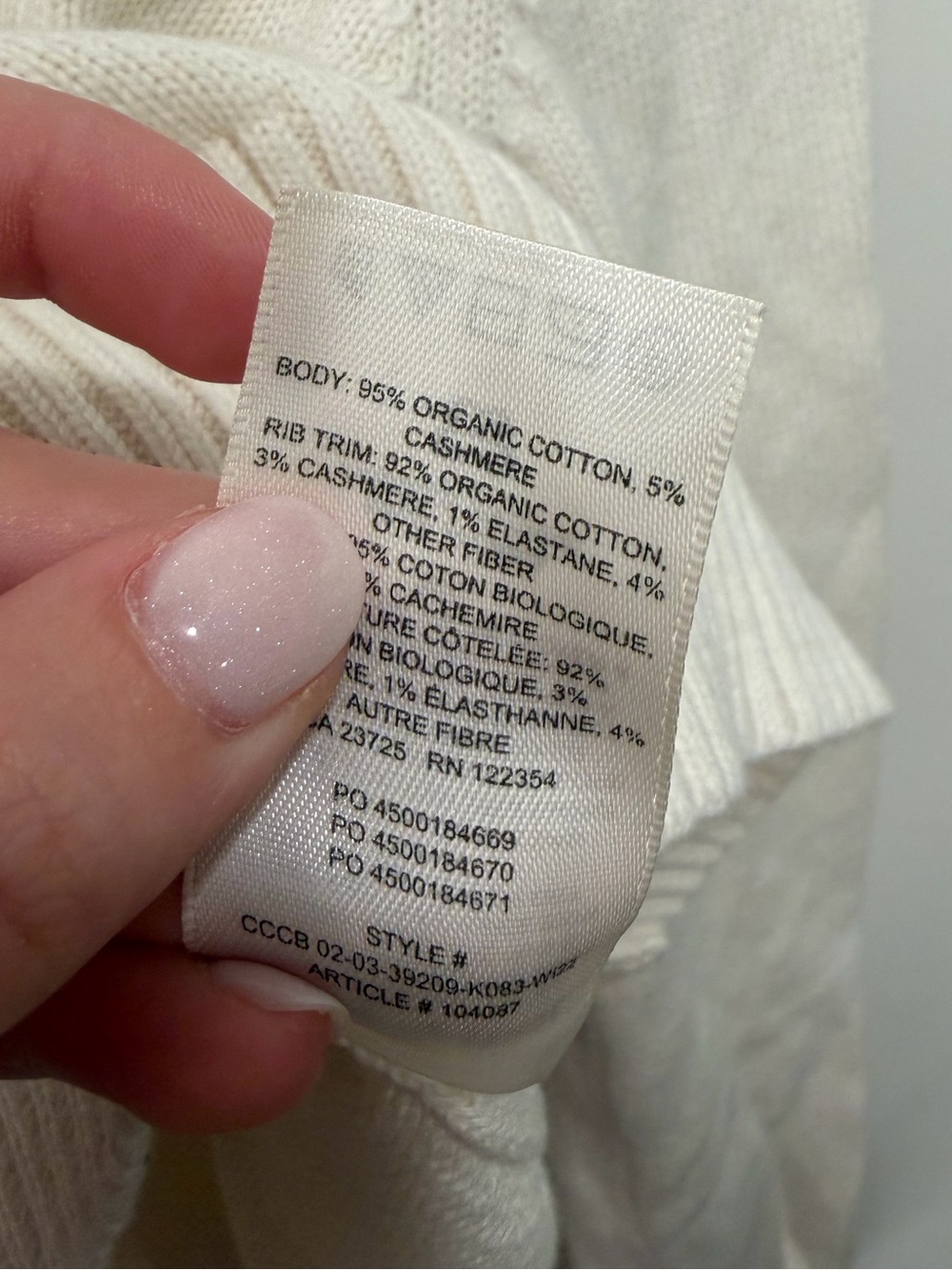 Sunday Best Aritzia Cream Organic Cotton Cashmere Blend Hoodie Size Small - Picture 3 of 4